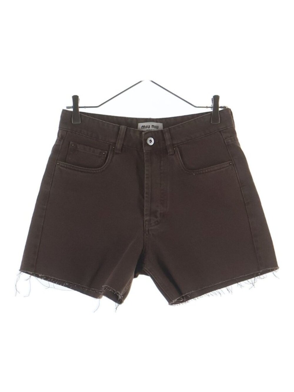Miu Miu Cutoff Bermuda Denim Short Pants Brown